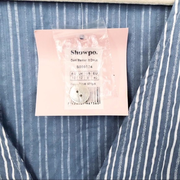NEW Showpo Don’t Mention It Dress Blue Button 8 - Picture 9 of 11